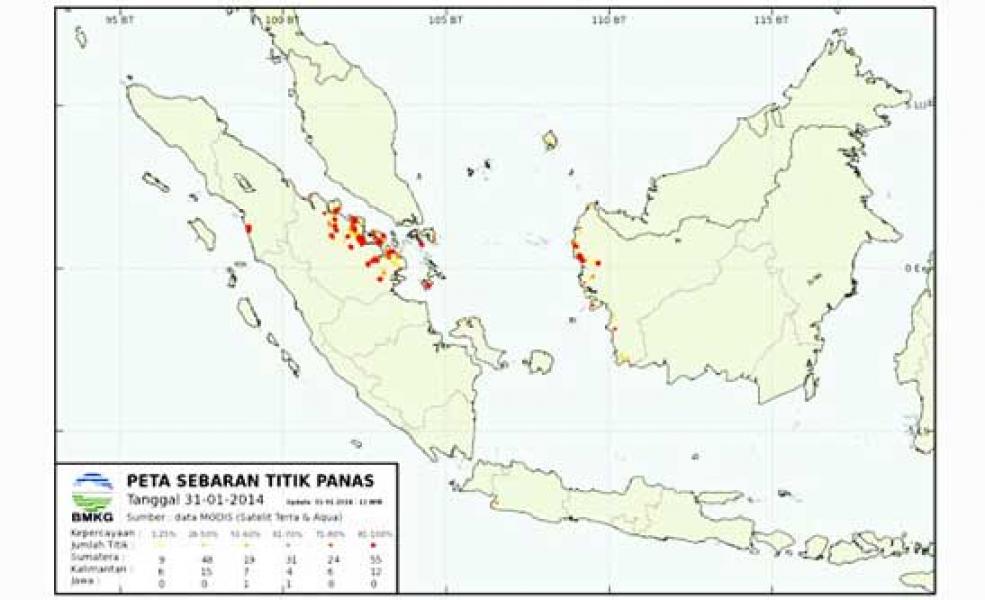 Hotspot di Riau 164 Titik, Kota Pekanbaru Mulai Diselimuti Kabut Asap