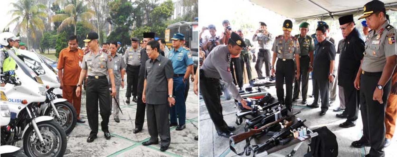 Polda Riau Gelar Pasukan dan Sarpras Amankan Pemilu 2014