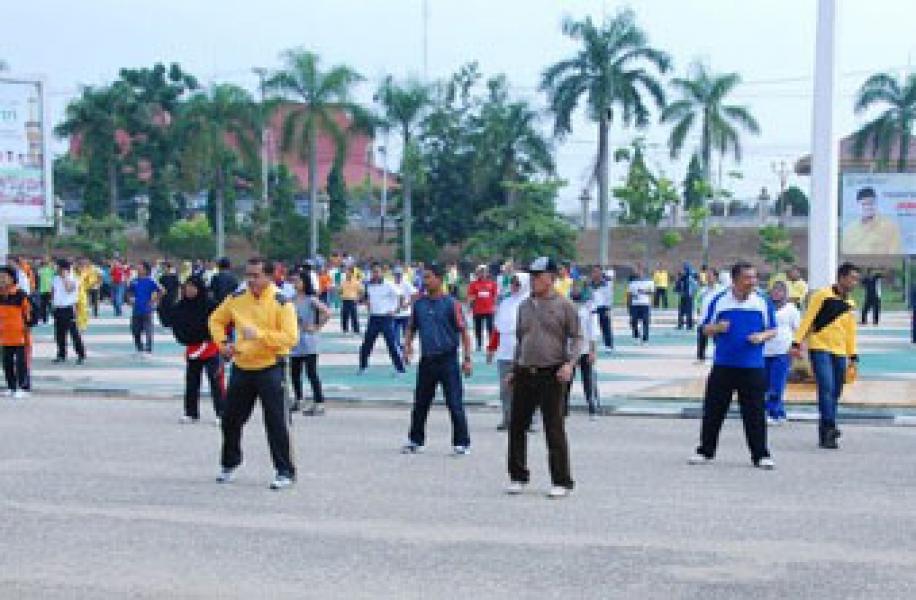 Bupati Inhu Hadiri Kegiatan Senam  Massal
