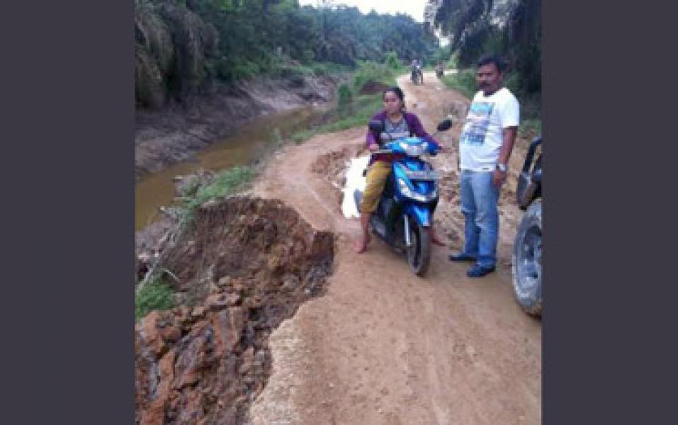 Wakil Ketua DPRD Inhu Tinjau Jalan Penghubung Dua Desa yang Longsor