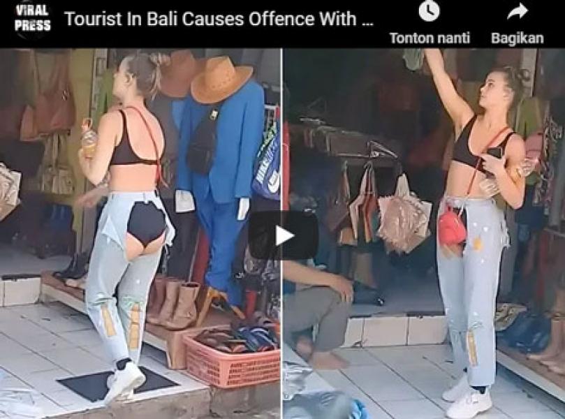 Viral Video Bule Pakai Jeans Robek di Bokong saat Liburan di Bali