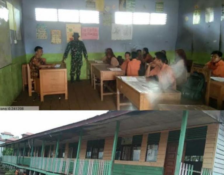Peduli Pendidikan, Babinsa Koramil 15/KK Kodim 0313/Kpr Kunjungi Sekolah Dasar Teluk Naga
