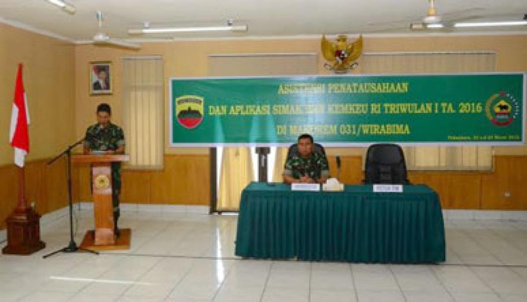 Kasilog Korem 031/Wirabima Tutup Asistensi Penata Usahaan dan Aplikasi SIMAK BMN