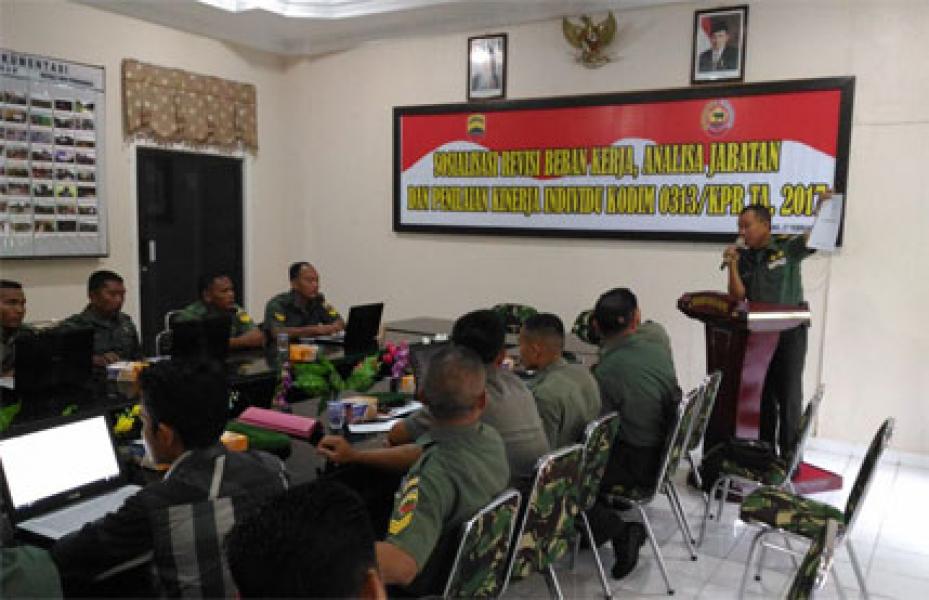 Kodim 0313/Kpr Sosialisasi Penilaian Beban Kerja, Analisa Jabatan Dan Penilaian Kinerja Individu Tahun 2017