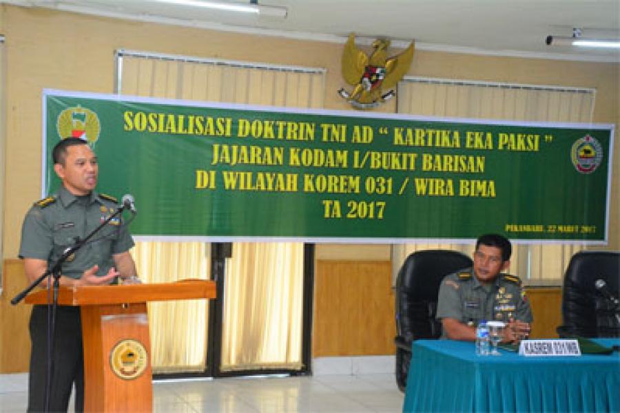 Korem 031/Wira Bima Menerima Sosialisasi Doktrin TNI AD Kartika Eka Paksi