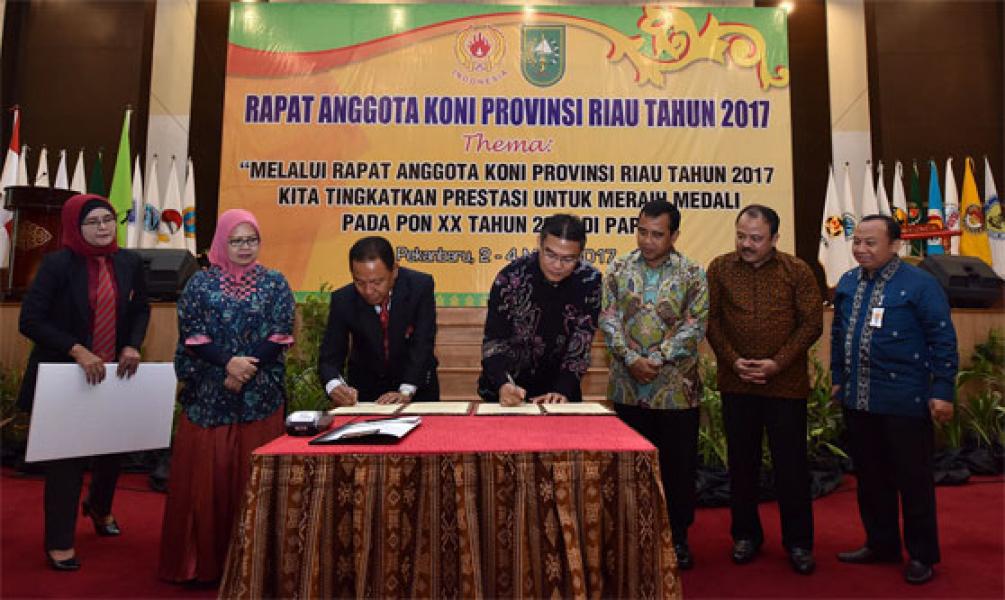 Teken MoU, KONI Riau Gandeng BRK Kerjasama Co Branding