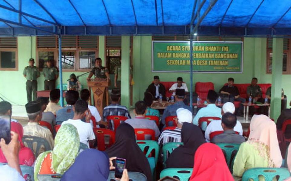Giat Syukuran Bakti TNI Dalam Rangka Rehab Bangunan MDA Desa Tameran 	