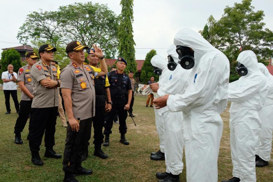 Antisipasi Covid-19, Polda Riau Gelar Apel Operasi Kontijensi Aman Nusa II Muara Takus 2020