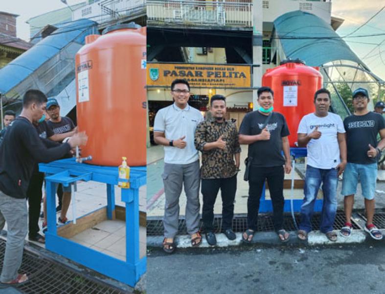 Antisipasi Penularan Covid-19, Karang Taruna Rohil Buat Tempat Cuci Tangan 