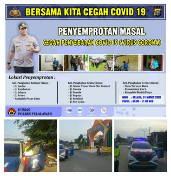 Besok Gugus Tugas Covid-19 Pelalawan Lakukan Penyemprotan Disinfektan Massal 