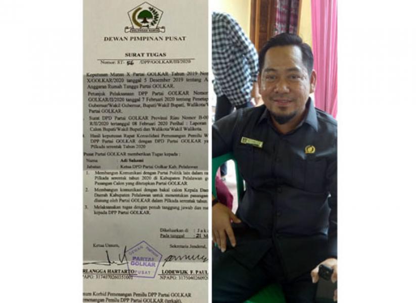 DPP Golkar Beri Surat Tugas Adi Sukemi Maju di Pilkada Pelalawan 