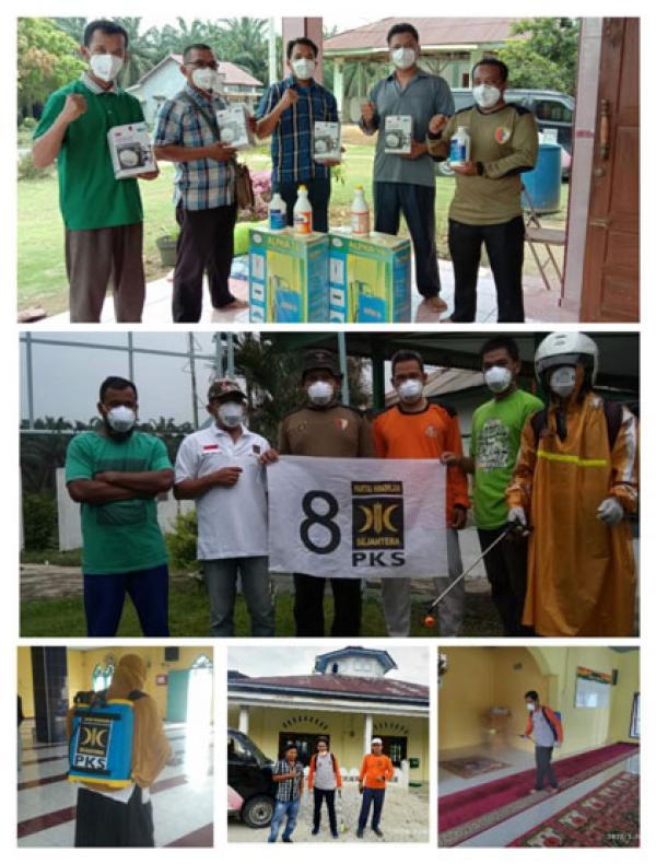 PKS Pelalawan Bergerak, Satgas Covid-19 di 12 DPC Lakukan Penyemprotan Disinfektan 