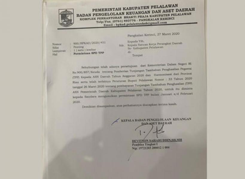 Pekan Depan TPP ASN Pelalawan Cair 
