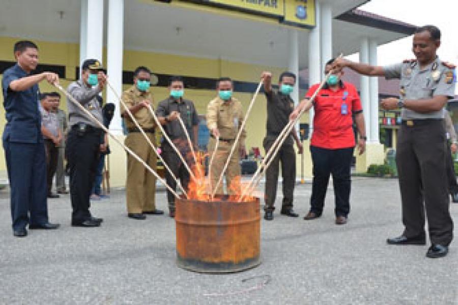 Polres Kampar Musnahkan 2,5 kg BB Narkoba Jenis Ganja Kering