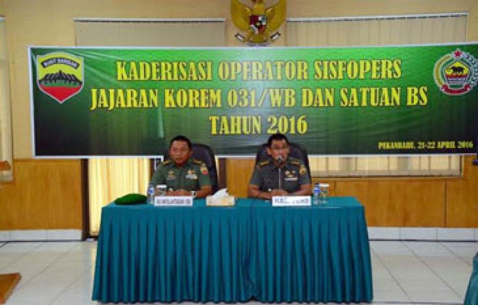 Kaderisasi Operator Sisfopers TNI AD di Jajaran Korem 031/Wirabima
