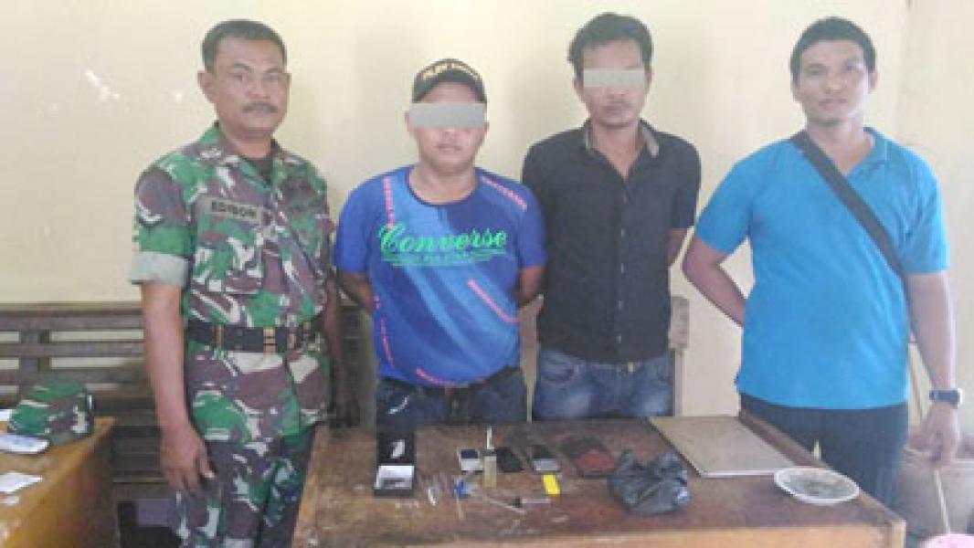 Kodim 0313/Kampar bersama Polsek Kampar Ringkus Dua Warga Saat Pesta Narkoba