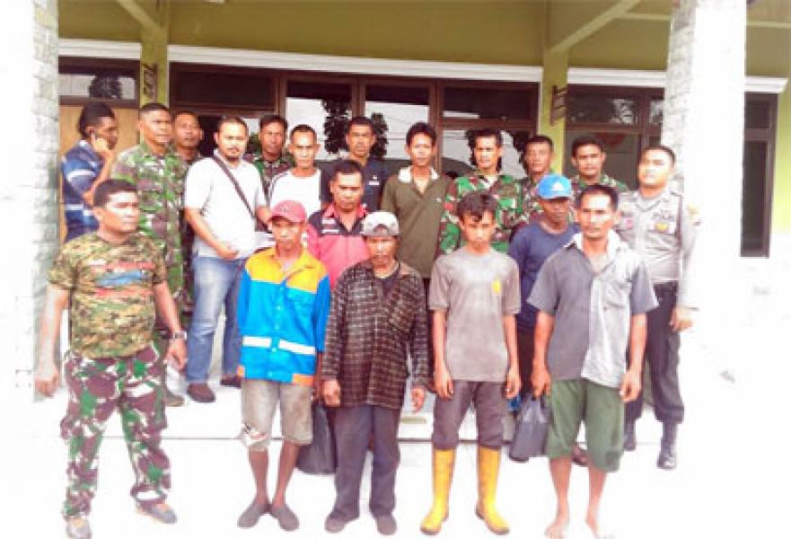 Koramil 01/Bengkalis Amankan Enam Terduga Pelaku Pembakar Lahan