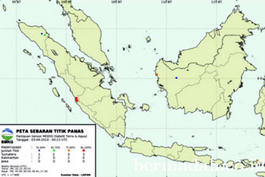 6 Titik Panas di Sumatera, Riau Nihil 