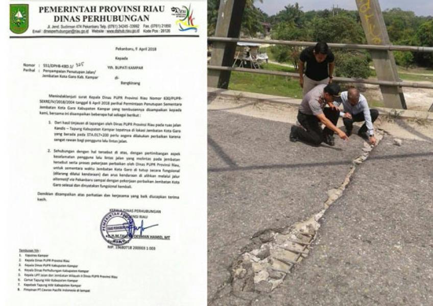 LSM Minta Pemkab Kampar Hentikan Aksi Buka-Tutup Jembatan Kota Garo