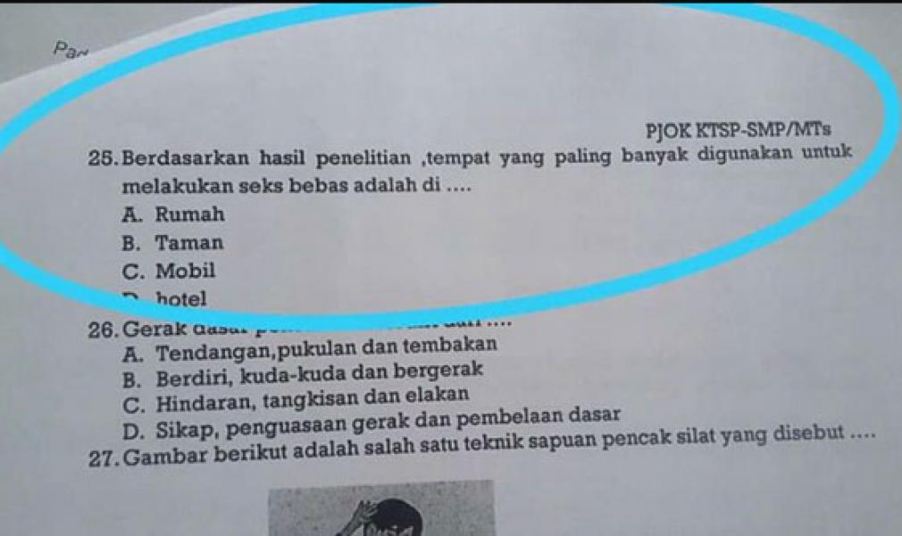 Soal USBN di Palembang Memuat Kata Seks Bebas