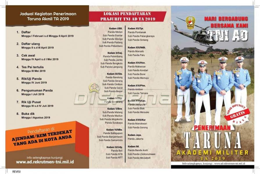 Korem 031/Wira Bima Buka Pendaftaran Taruna Akmil TA 2019