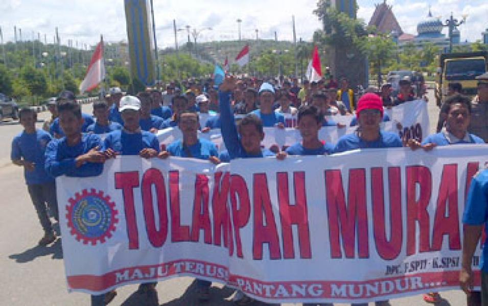 Ratusan Massa SPTI Gelar Aksi di Pasir Pengaraian