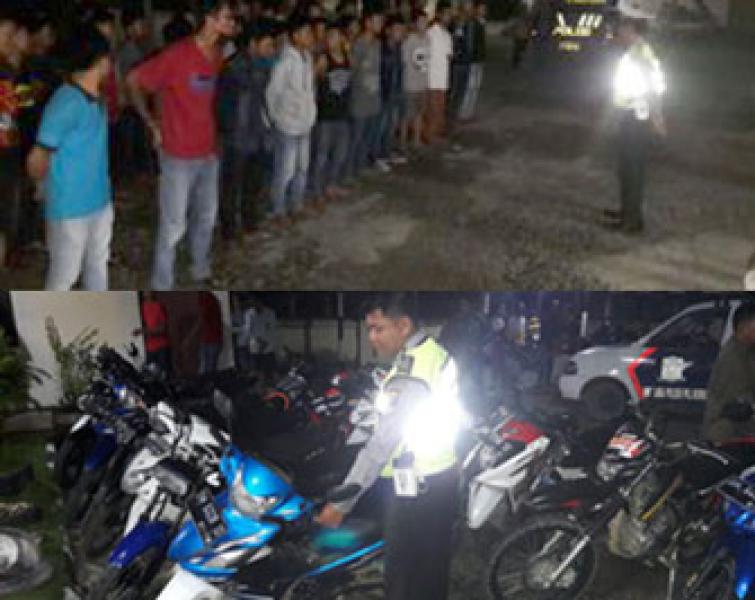 Antisipasi Balapan Liar, Polsek Pangkalan Kuras dan Masyarakat Lakukan Patroli Bersama