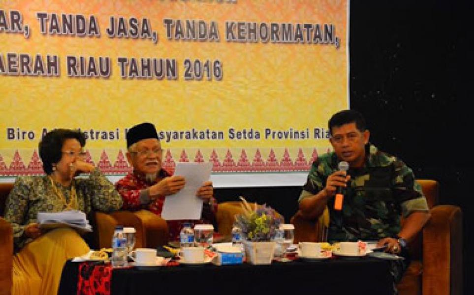 Kasrem 031/Wirabima Berikan Sosialisasi Tentang Tanda Kehormatan Untuk Tokoh dan Pejuang Riau