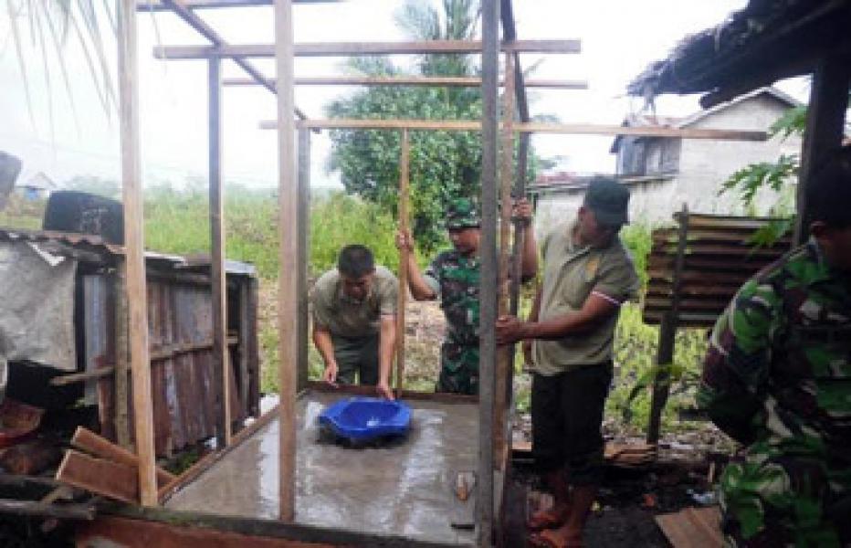 Kodim 0314/Inhil Dukung Program Pembangunan Jamban Sehat