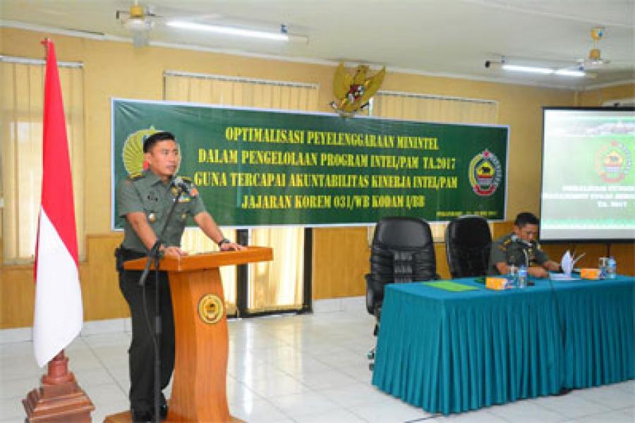 Korem 031/Wirabima Gelar Sosialisasi Kemampuan Min Intel Program TA. 2017