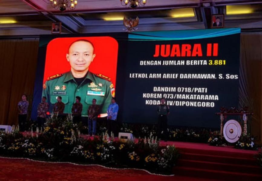 Kodim 0718/Pati Sabet Juara II Lomba Jurnalistik Tingkat TNI AD Tahun 2018