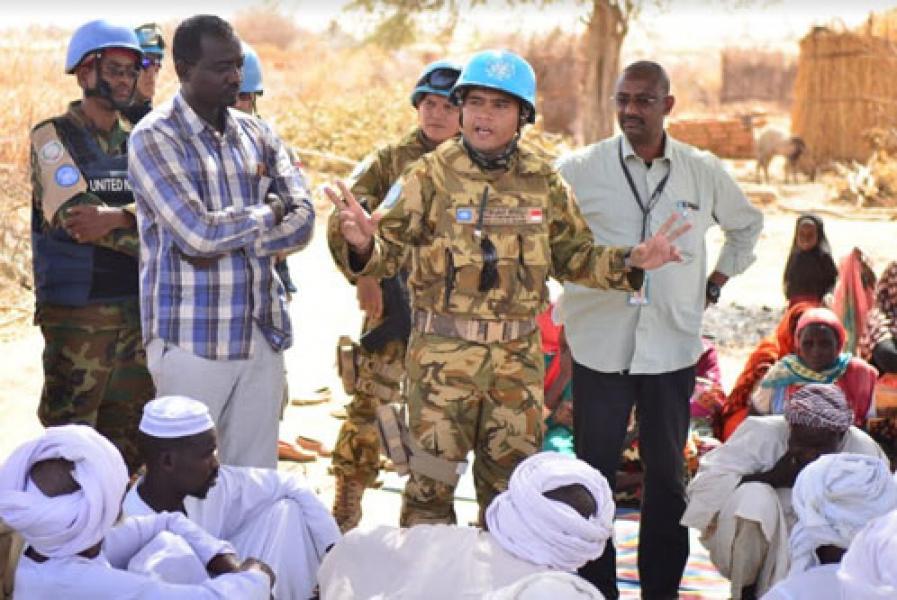 Satgas Yon Komposit TNI Konga XXXV-D/UNAMID Laksanakan Patroli dan Silaturahmi di Kampung Sharib Sudan