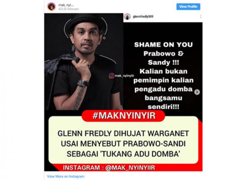 Diduga Hina Prabowo-Sandi, Glenn Fredly Dihujat