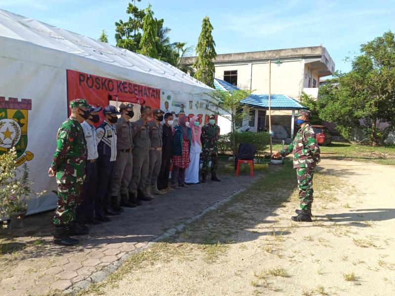 Koramil 05/Kampar Kiri Turut Dalam Pengamanan Posko Lancang Kuning Covid-19