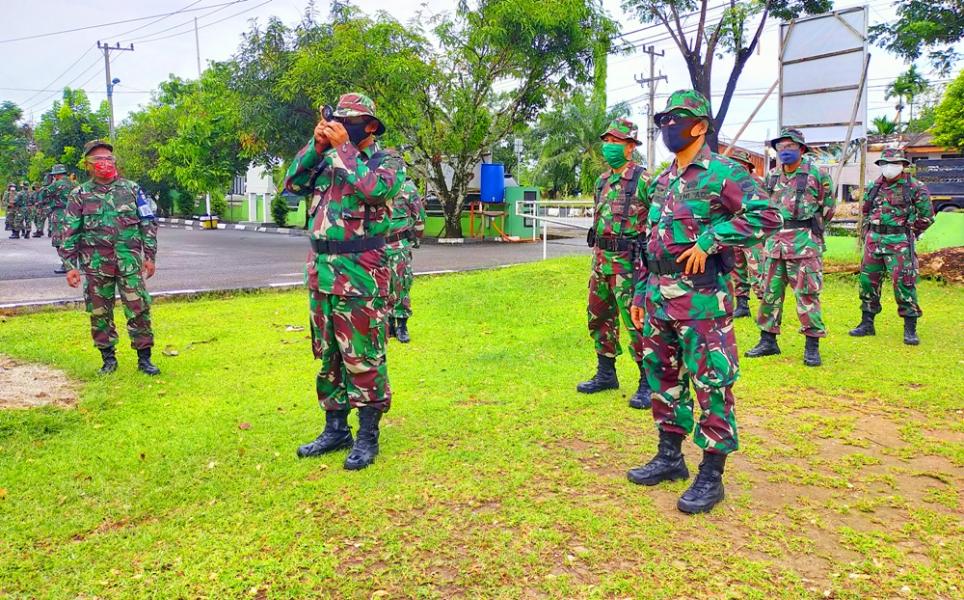 Puluhan Prajurit TNI Kodim 0313/Kpr Kumpul di Koramil 02 Rambah