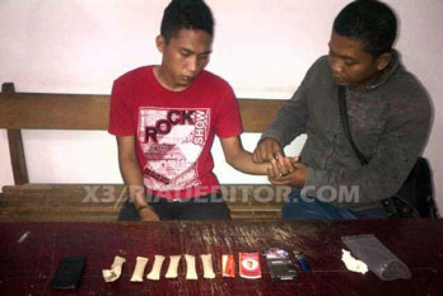 Polsek Lubuk Batu Jaya Tangkap Pengedar Ganja