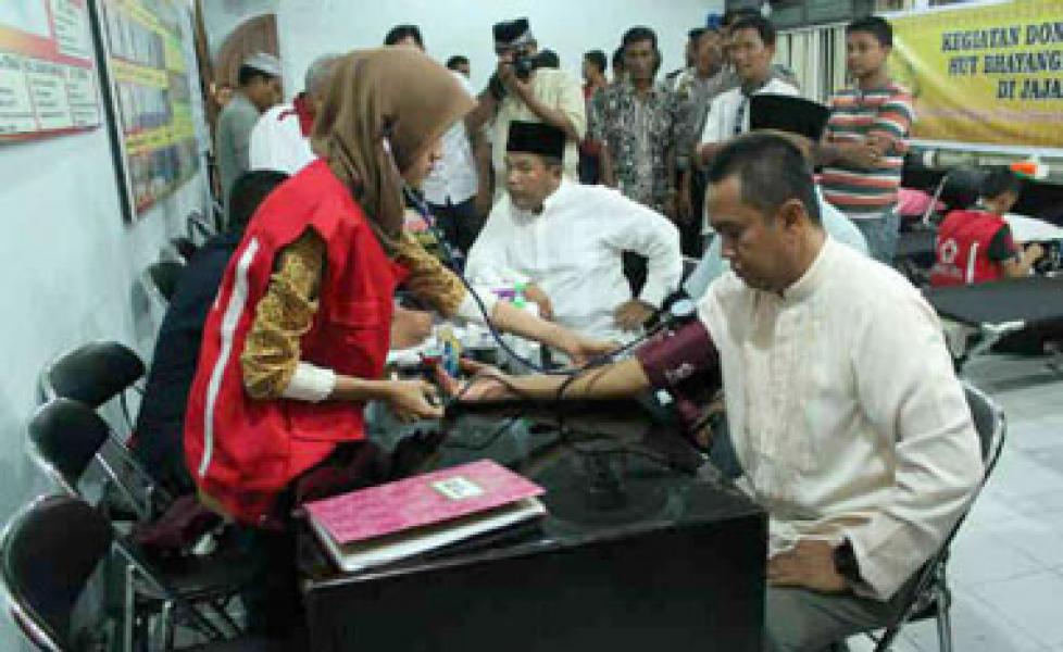 Sambut HUT Bhayangkara Ke-69, Polres Inhu Gelar Donor Darah