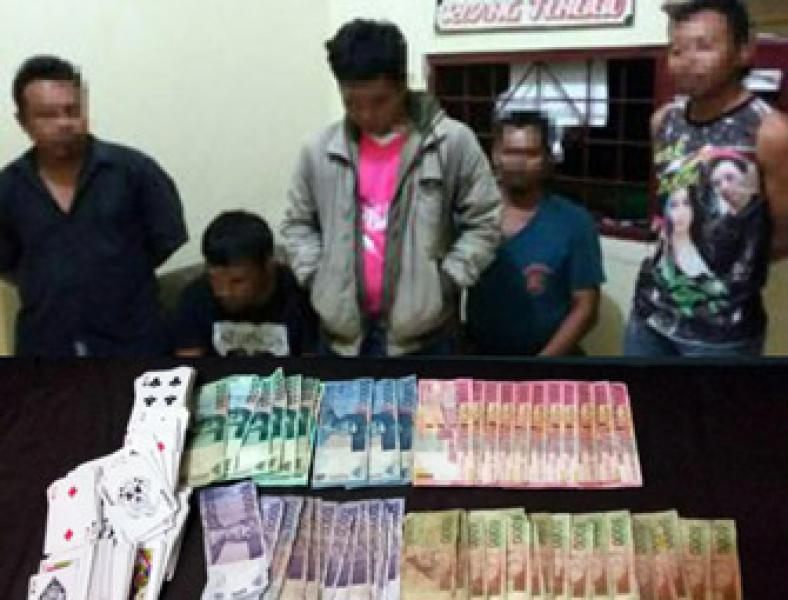 Asyik Main Kartu Remi, 5 Pelaku Judi Song Dicokok Polsek Ukui