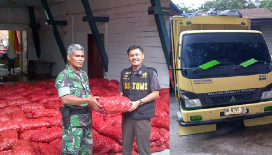 Kodim 0303/Bengkalis Bersama Bea dan Cukai Gagalkan Penyelundupan Bawang Ilegal