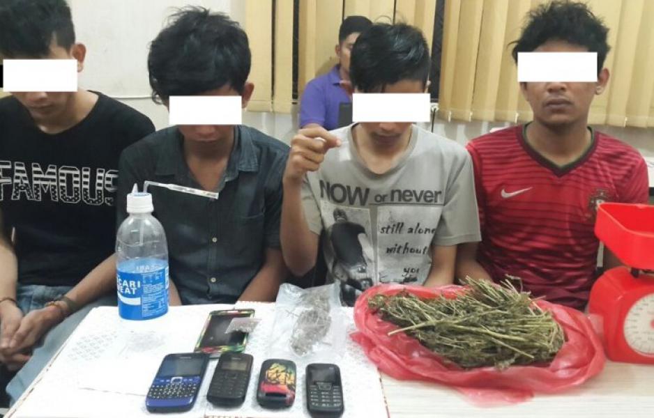 Polresta Pekanbaru Bekuk Empat Mahasiswa Pengedar Narkoba