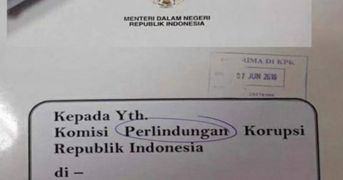 Salah Ketik Komisi Perlindungan Korupsi, Kemendagri Minta Maaf ke KPK
