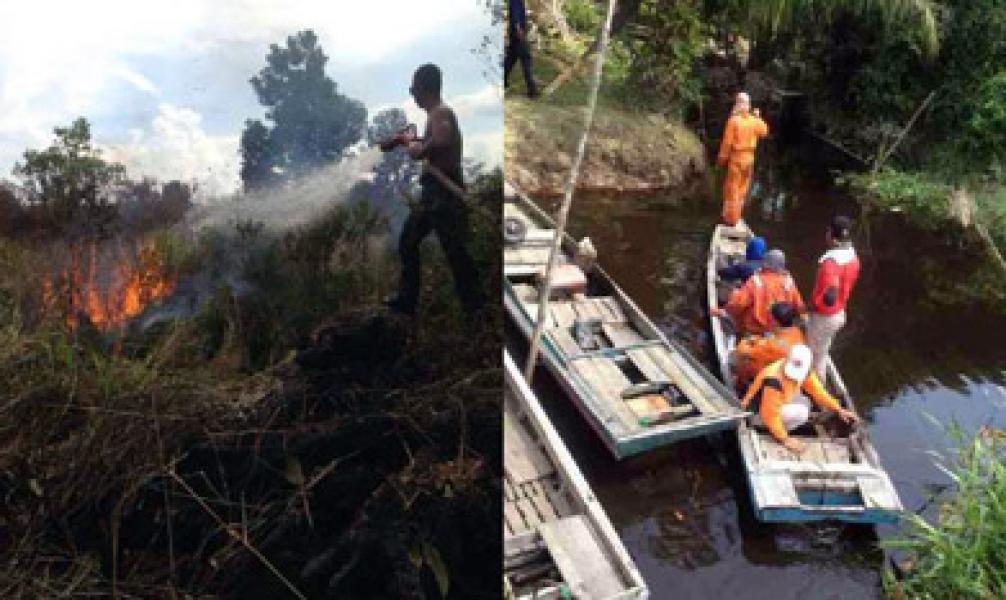 Tim Darat dan Udara Berjibaku Padamkan Karlahut di Pangkalan Terap Teluk Meranti