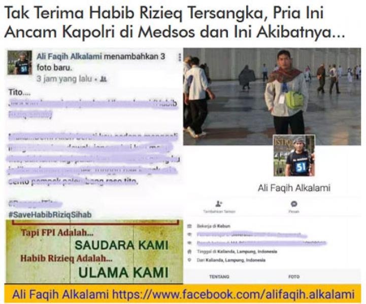 Tak Terima Habib Rizieq Tersangka, Pria Ini Ancam Kapolri di Medsos dan Ini Akibatnya..