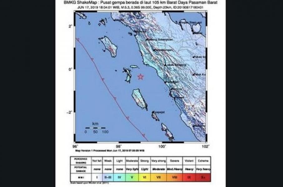 Gempa Magnitudo 5,3 Guncang Padang, Tak Ada Potensi Tsunami