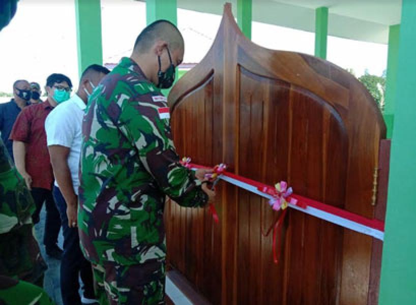 Sambut HUT ke-70 Kodam I/BB, Satgas Pamtas RI-RDTL Yonif 132/BS Resmikan Mushola Untuk Masyarakat Perbatasan
