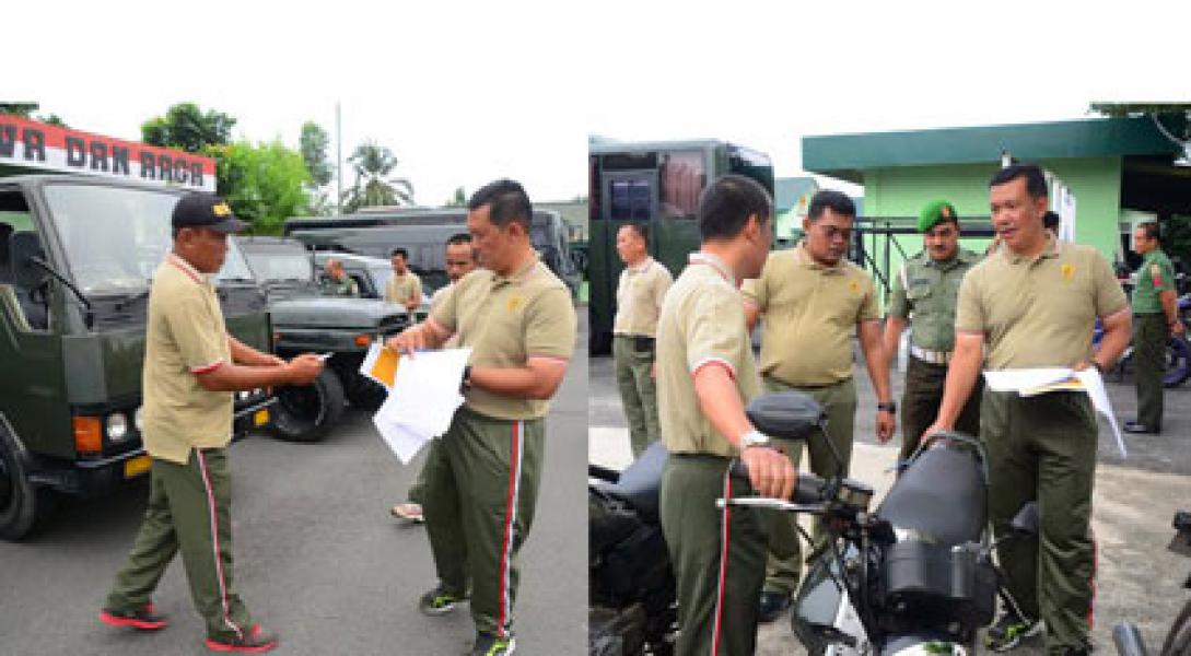 Kasi Log Korem 031/Wirabima Gelar Pemeriksaan Kendaraan Dinas Satuan