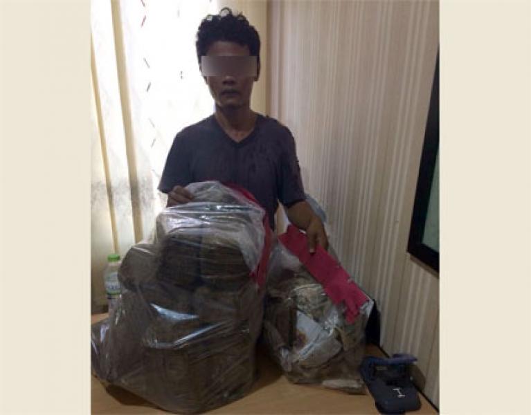 Polda Riau Tangkap Kurir 15 Kg Ganja