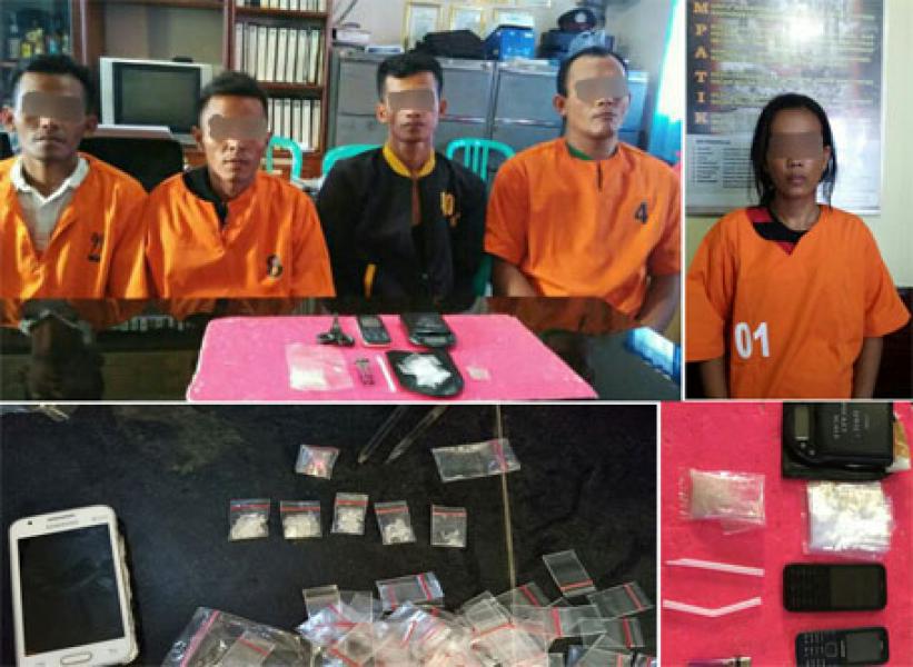 Polres Inhil Amankan Empat Pria dan Seorang Wanita Pengedar Narkoba