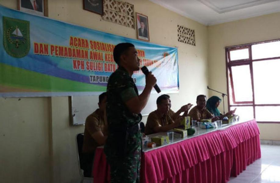 Danramil 16/Tapung Narasumber Sosialisasi Pencegahan Dan Pemadaman Awal Karhutla 