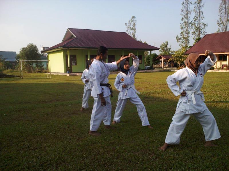 Babinsa Latih Bela Diri Karate Kepada Anak-Anak Sekolah Diwilayah Koramil 05/Kampar Kiri